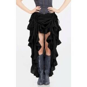 The Pirate Dressing Ruffle Tiered Skirt Womens M Black Renaissance Steampunk